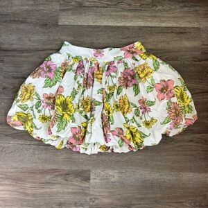 Anthropologie AFRM Spring‎ Floral A-Line Bubble Hem Skirt White, Yellow, Pink